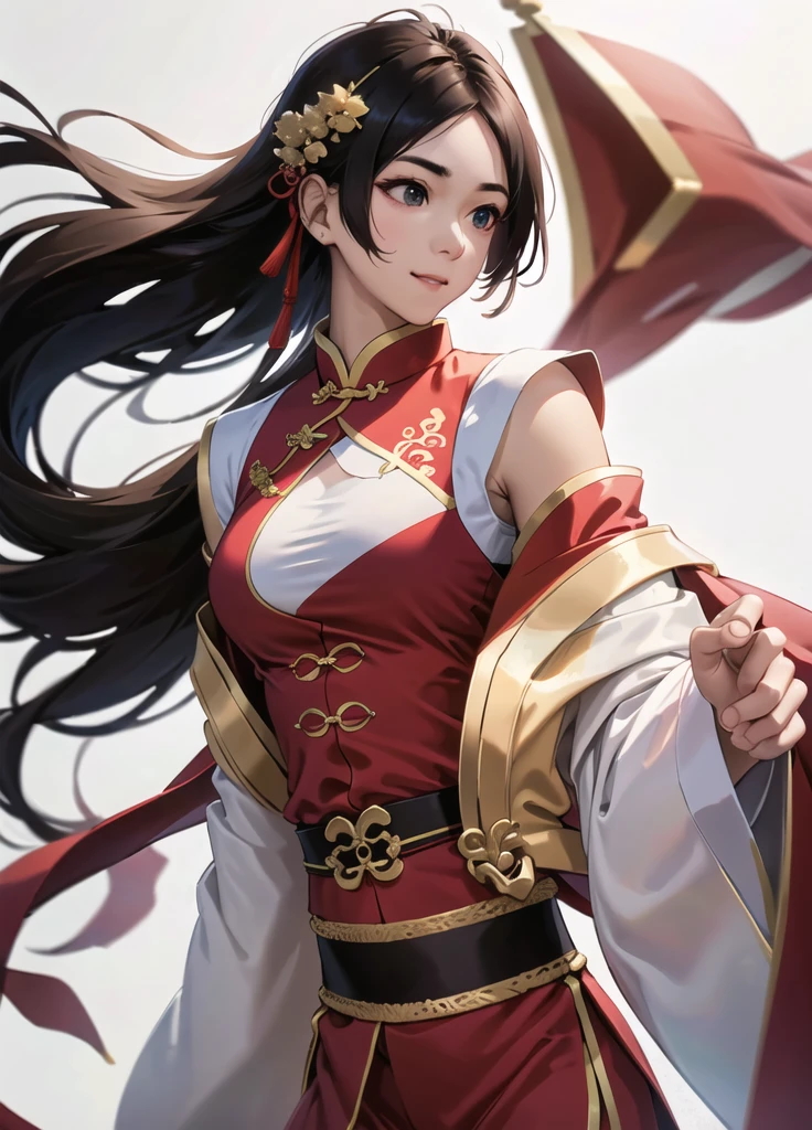 one-girl, Ancient Chinese clothing,Wolfberry-like hairpin, Side face, rays of sunshine, Clear face, Clean white background, tmasterpiece, super detailing, Epic composition, hyper HD, high qulity, extremely detaile, offcial art, Uniform 8k wallpaper, super detailing, 32k