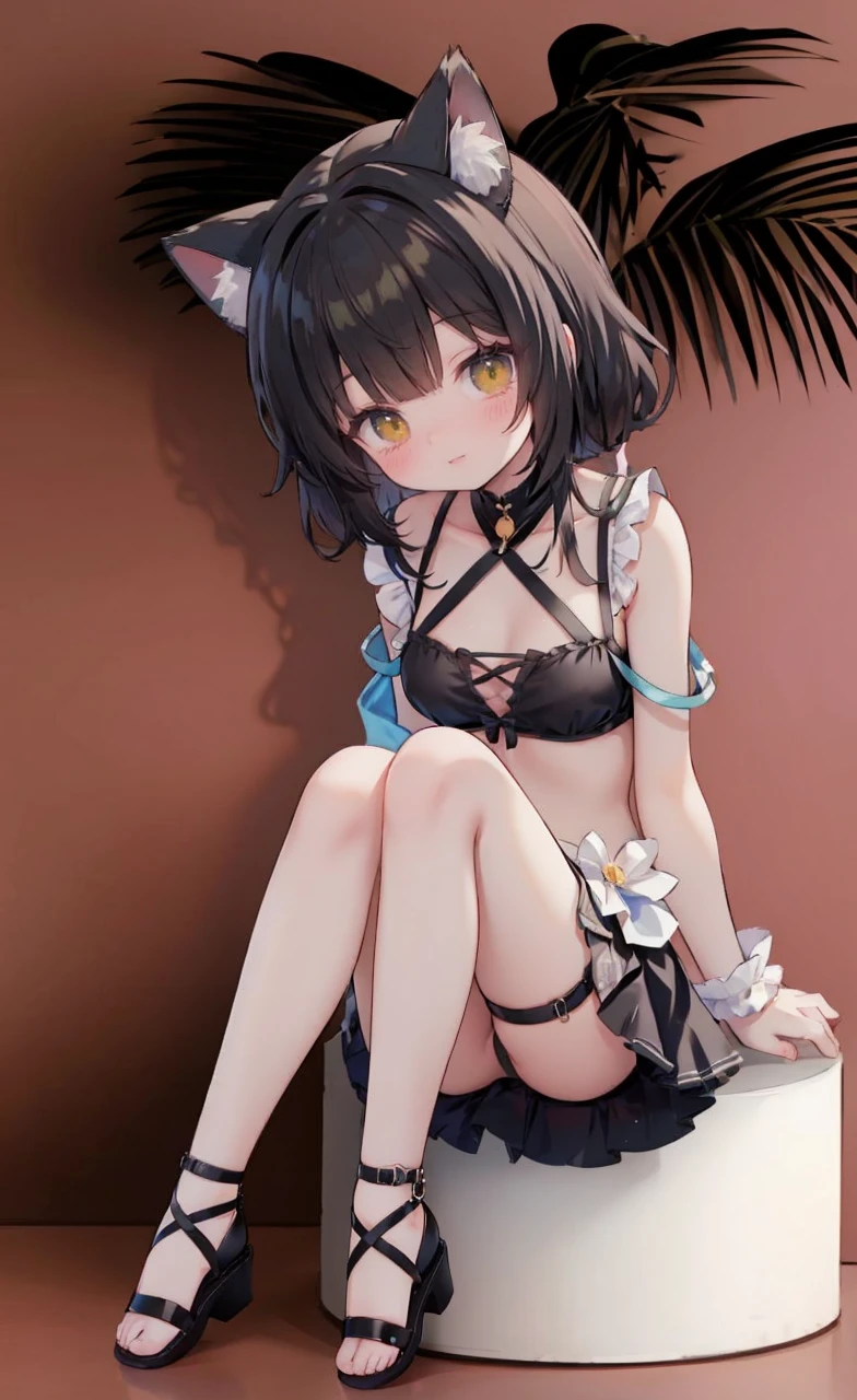 Anime girl wearing black cat costume sitting on stool, cute anime cat girl, Smile, seductive anime girl, beautiful anime cat girl, very beautiful anime cat girl, Very beautiful and cute cat girl, Charming cat girl, , [ 4k digital art ]!!, anime cat girl, Anime cute art style, Anime girl with cat ears