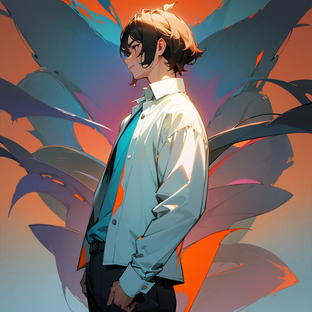 Man wearing a shirt, front view background through