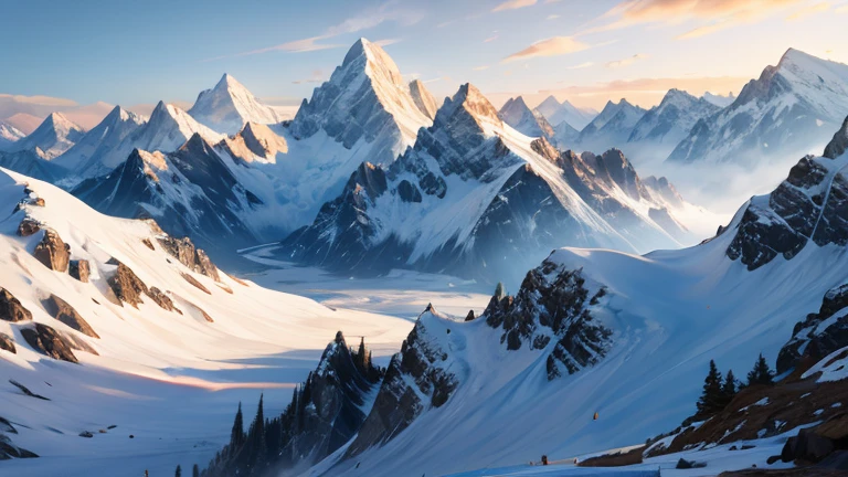 a beautiful landscape, mountains, ultra detailed, ultra realism, photorealistic, Ivory, photopainting, graphic design, 21's