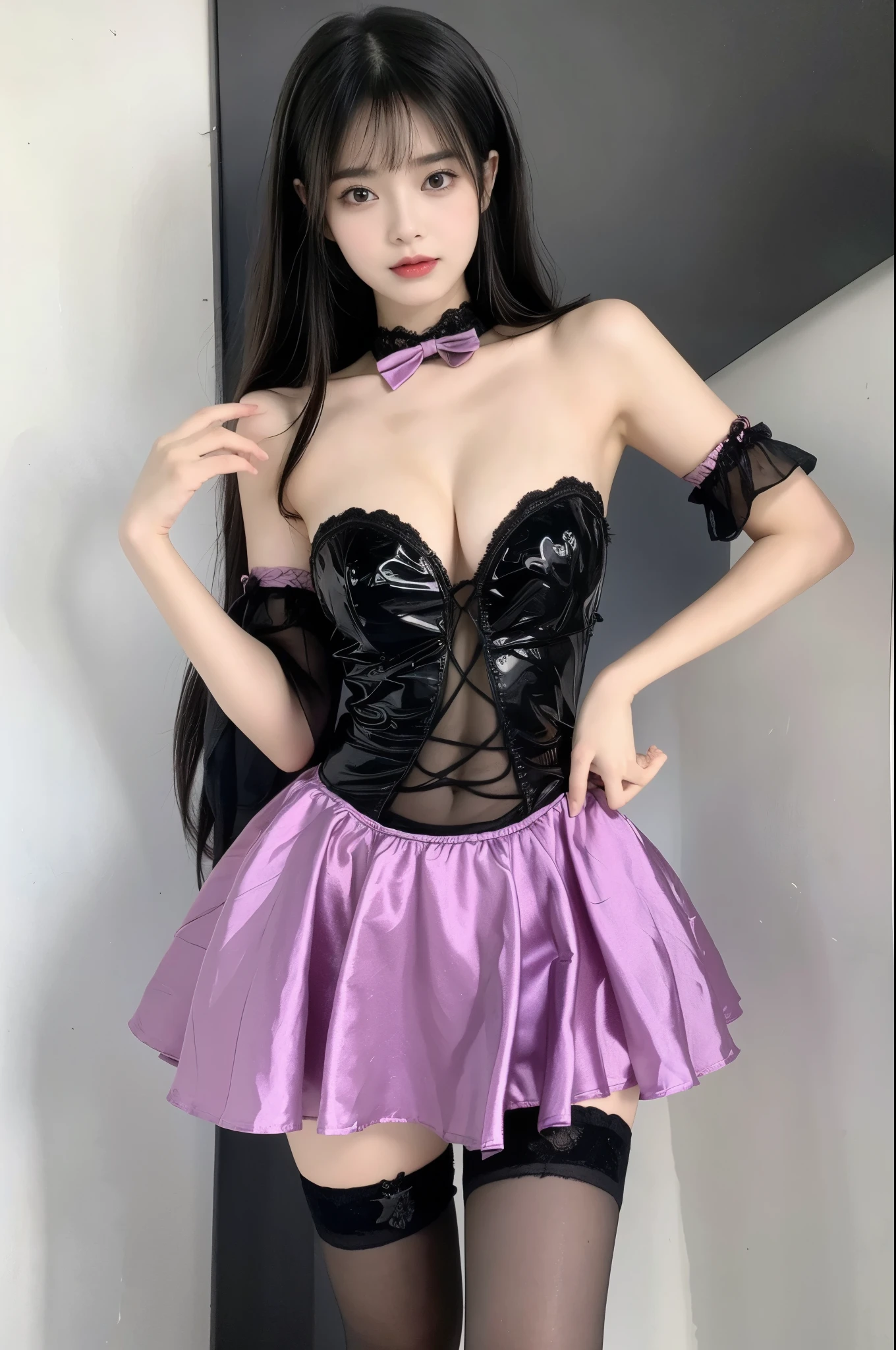 Condemnation Queen's Dress ((Large )), ((D cup)), Visible ，Highly detailed face and skin texture，(( shoulder)), Double eyelids，Skin Whitening，Long hair，Whitening long legs，Standing by the sea, Fashion Girl, Red lips, Sweet Girl, Beautiful makeup, detail, lifelike, Very detailed, Astonishing, beautiful, Young and energetic, high quality，HD, Colorful， Beautifully, Smooth skin, The skirt is very short, Official Art, Extremely detailed, Movie atmosphere, Soft colors, Natural skin texture, Random scene, random shooting Angle, Black over-the-knee socks, lace hem