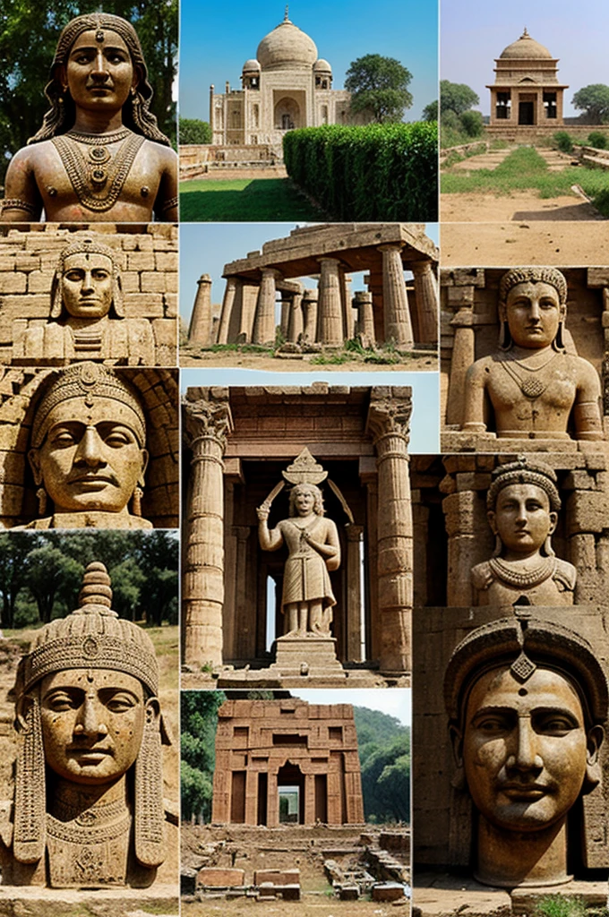 Collage on archaeological source of ancient India