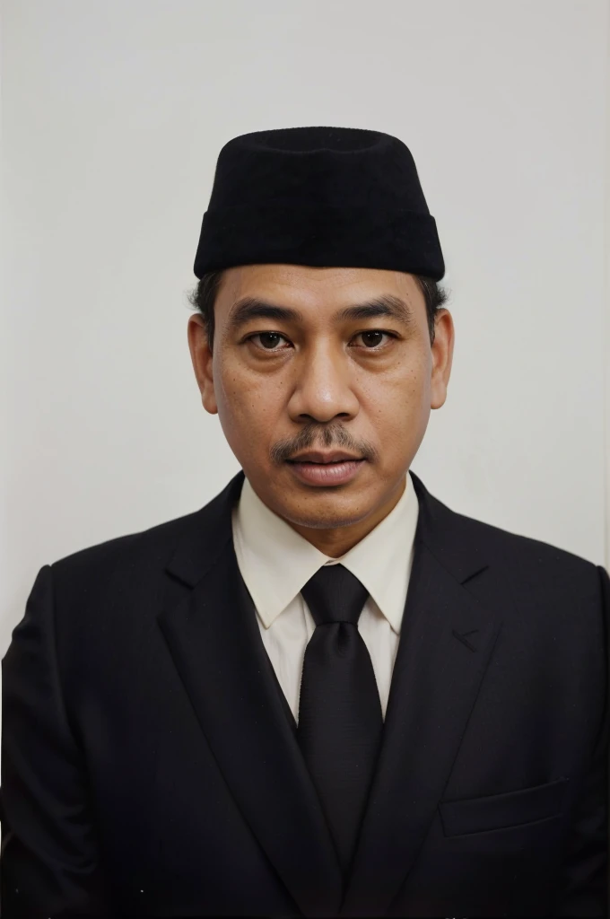 an image of a man in a suit with a black peci and a tie, Ibrahim Kodra, potrait, raden saleh, full protrait, Basuki Abdullah, Kogan Gengei, portrait picture, Ahmed Karahisari, official government photo, potrait, jokowi, Nazmi Ziya Güran, portrait photo, I Ketut Soki