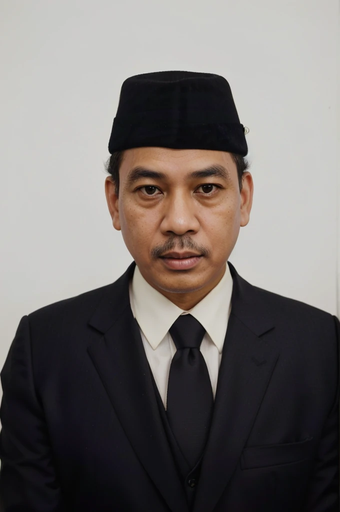 an image of a man in a suit with a black peci and a tie, Ibrahim Kodra, potrait, raden saleh, full protrait, Basuki Abdullah, Kogan Gengei, portrait picture, Ahmed Karahisari, official government photo, potrait, jokowi, Nazmi Ziya Güran, portrait photo, I Ketut Soki