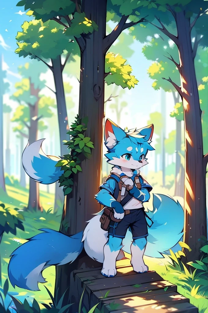 Blue color fur,Canidae,fox motif,Rural landscape,Stand on your feet,