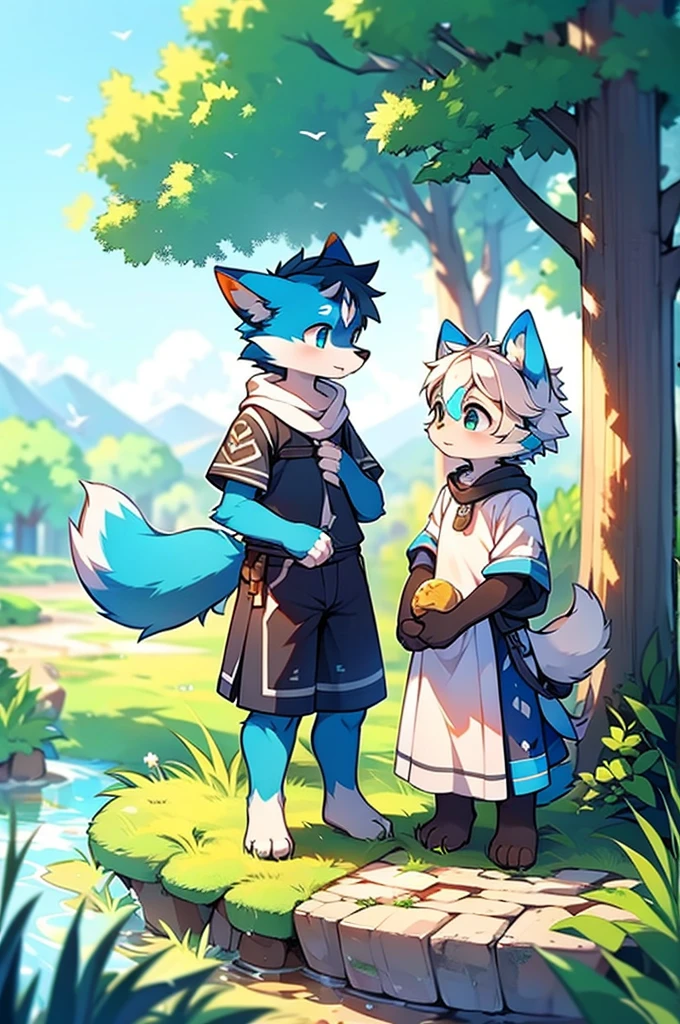 Blue color fur,Canidae,fox motif,Rural landscape,Stand on your feet,