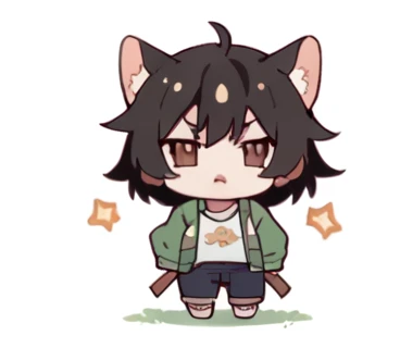 Chibi Character , Greeting, high resolution,girl,Kemomimi,