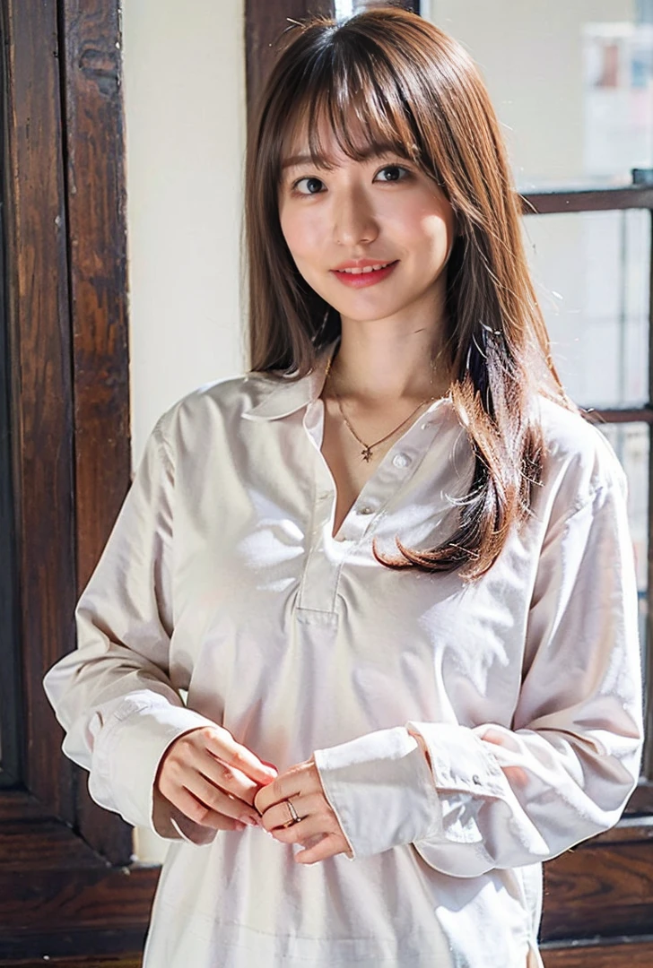 ((Both hands are in front of the navel、A photo of her panties showing through a short polo shirt、Hands roll up shirt、She is wearing a navy polo shirt and luxurious white panties.、:1.4))、Being in the living room、Length cream hair color、Her huge breasts are obvious even through her clothes..、Small earrings、Light brown hair color、:1.4))、Shiny Hair、Light beige hair color、Background Blur、Light brown hair、{{Cowgirl Shot}}、((Close-up shot from the waist up、Big Breasts:1.4))、Big Breasts、にっこりsmile、服からでも分かるBig Breasts、Cowboy Shot、素敵なsmile、((Revealing clothing))、Full body photo、ring、Tuck your hair behind one ear、Silver Necklace、smile、Caustics、Highly detailed photos、Big Breasts、Super no makeup、(8K、RAW Photos、Highest quality、masterpiece:1.2)、(Realistic、Realistic)、1 Girl、((Big Breastsショートヘア、Looking into the camera:1.4))、Hair blowing in the wind