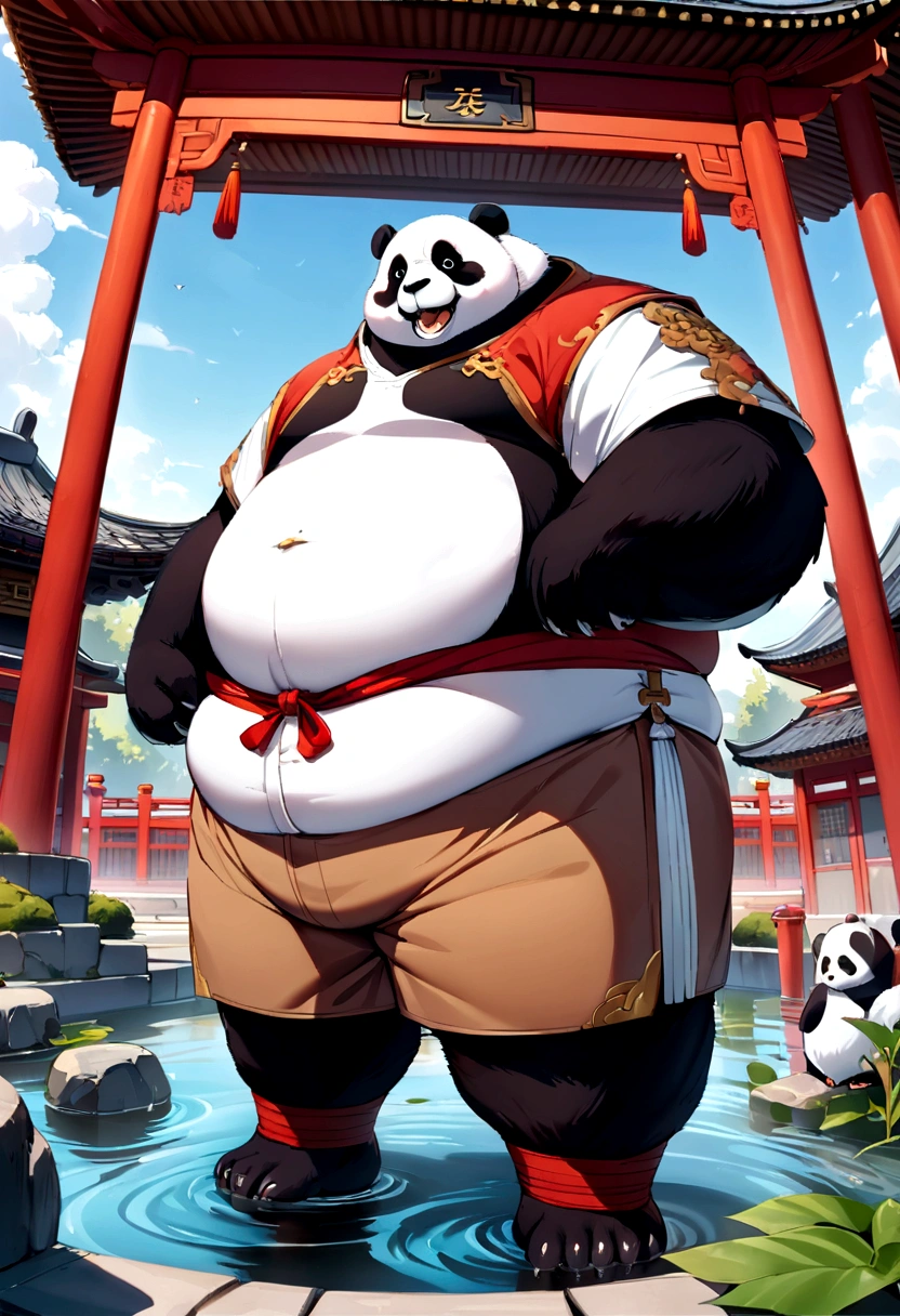 A panda in traditional samurai armor and a katana on his waist. He has a serene expression and a red headband tied across his forehead..
picture details: Japanese garden with cherry blossom trees. The panda is in a meditation posture, with petals falling around you.,hot body hot belly. Show bear your huge dick. I wanna cook you dick. I sucked you big dick. I want to hug your big belly. Show you dick. Please show me your huge dick 🍆