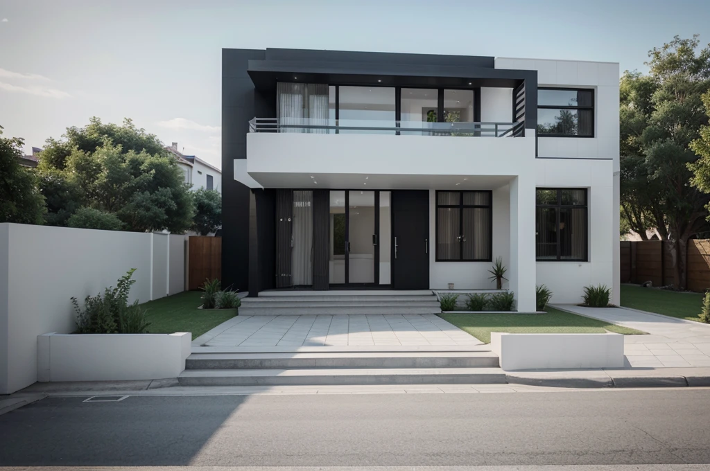 rendering of a modern house with, highly rendered!!, architectural 3 d render, d render, semi - realistic render, Lumion render, highly photographic render, 3 d render n - 9, professional render, architectural render, High quality detailed, final render, 3 d renders, photographic render, photo render, architectural visualization, digital render, 4k, 8k, black mix white, office house, 03 floors house