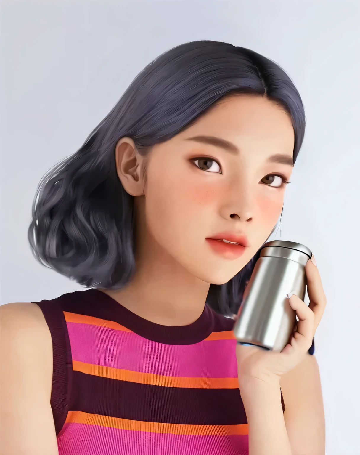 A hand with five fingers holds a thermos flask,The thermos bottle has a capacity of 700ml,There is no brand logo or pattern on the bottle,Only plain design