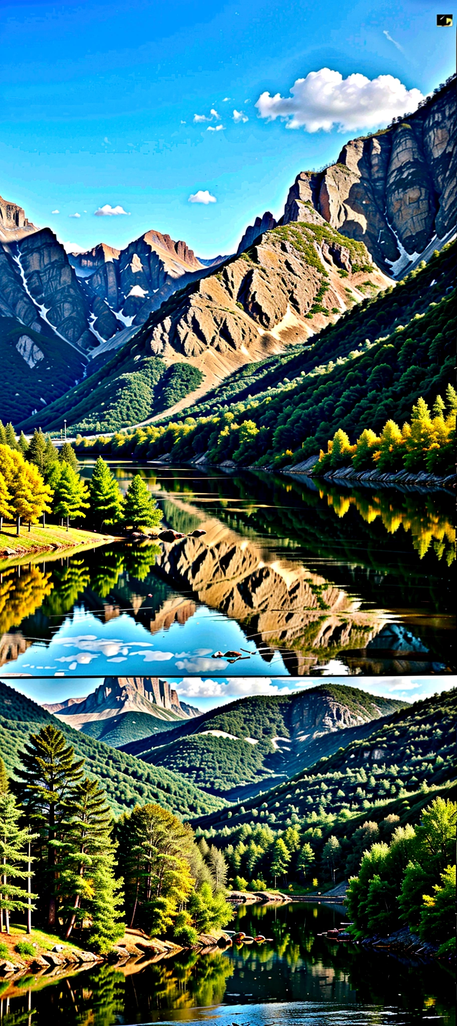 a close up of a cell phone with a picture of a lake, amazing wallpaper, beautiful lake background, detailed scenery —width 672, stunning nature in background, anime nature wallpap, stunning screensaver, beatiful backgrounds, amazing background, beautiful composition 3 - d 4 k, beautiful wallpaper, scenery wallpaper, detailed scenic view, beautiful detailed scene