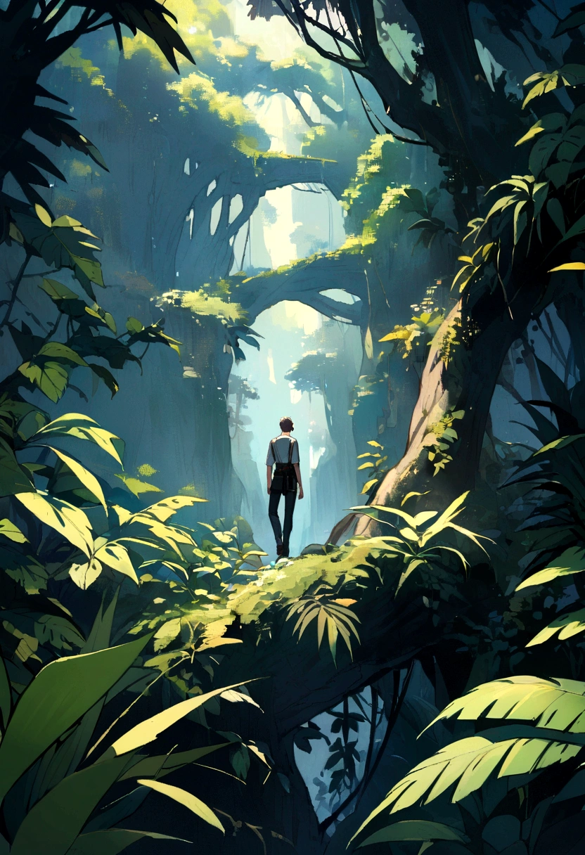 Alone boy in jungle