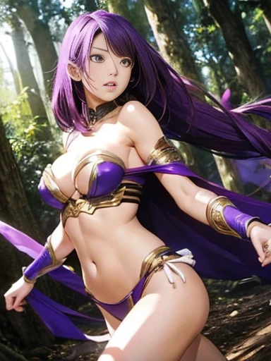 Highest quality、Realistic、Battle of Despair 1:8、Beautiful woman with very long purple hair、White Armor(Small breasts、Off the shoulder、No sleeve、Cleavage exposed、Belly button、High leg、Thigh exposure、Elbow exposed)、Tears overflow、Frightened expression、run away、Attacked by mutants 1:5、Many violent mutants 1:5、Mutant Holding Arm Mutant attacks from behind、Mutant grabs leg、Mutant Swarm 1:5、Midnight、Different world、Dark fantasy、hell