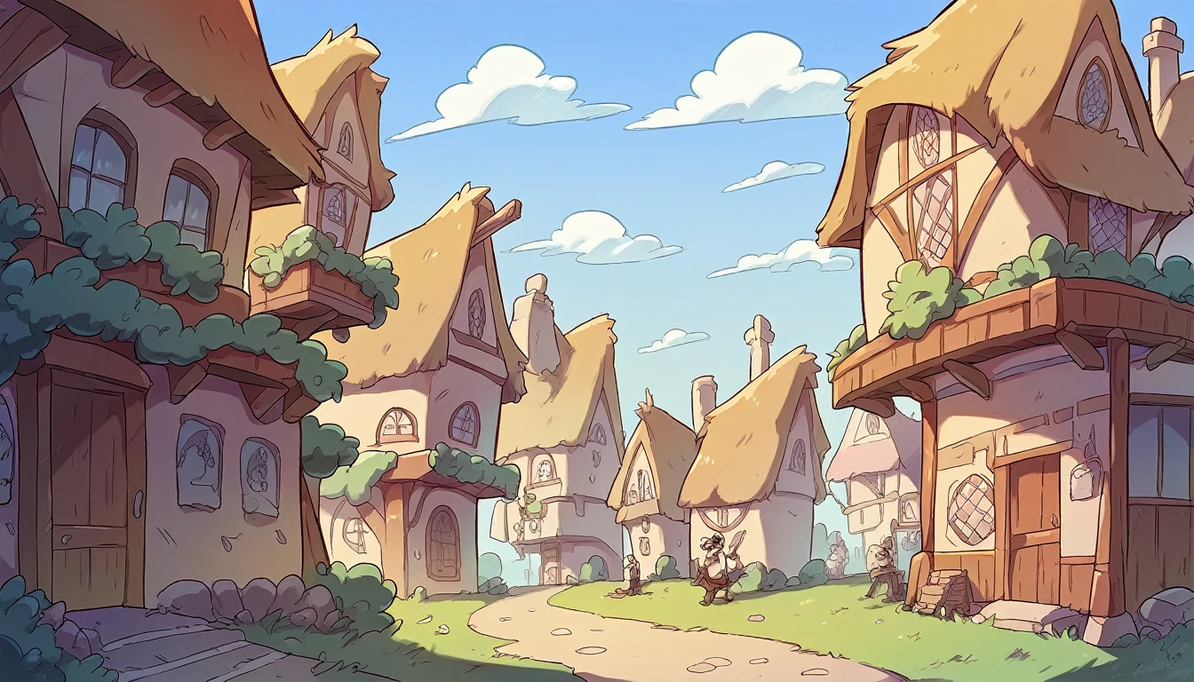 a town square of a medieval city, no people