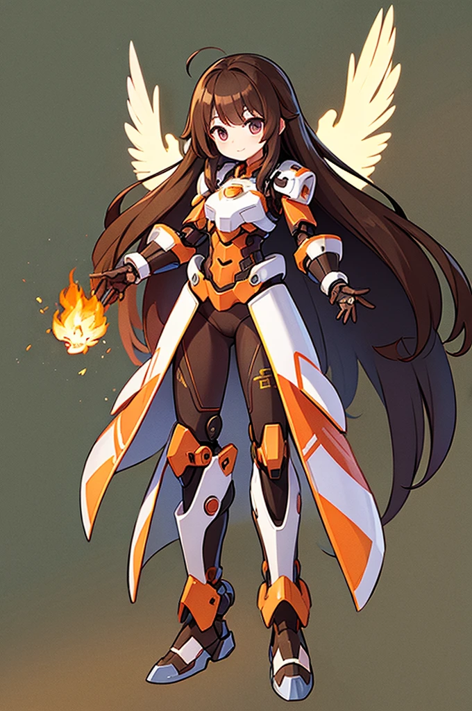 True Face、Full-body portrait、Are standing、True Face、Brown Hair、Long Hair、adult、Scientist、sf、Mechanical Battle Suit、Electronic Phoenix Wings
