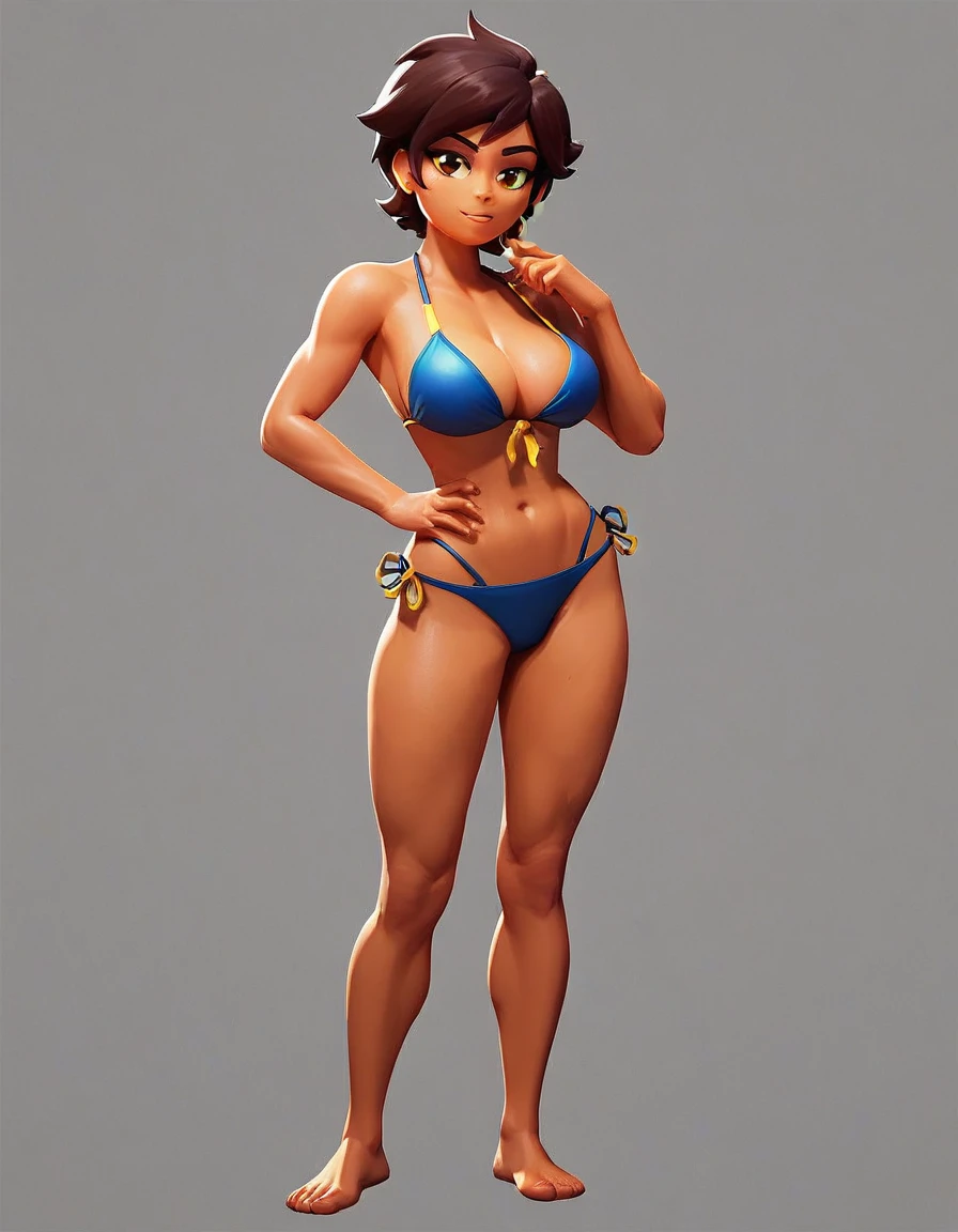Luz Noceda, big cleavage, bikini, barefoot, full body, big bust, standing, eye contact, looking at viewer