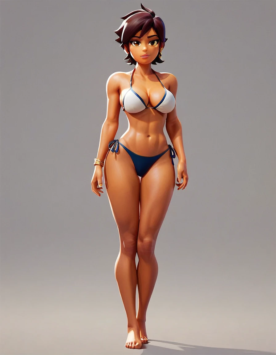 Luz Noceda, big cleavage, bikini, barefoot, full body, big bust, standing, eye contact, looking at viewer