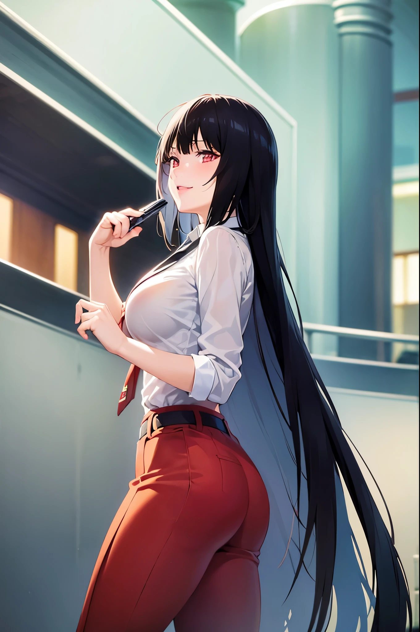 1 Girl, Yumeko jabami pointing a pistol at the spectator