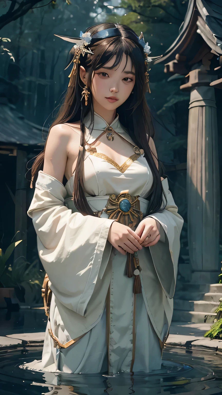 (1girl:1.3),solo,__body-parts__,
official art, unity 8k wallpaper, ultra detailed, beautiful and aesthetic, beautiful, masterpiece, best quality,Fantastical Atmosphere, Calming Palette, Tranquil Mood, Soft Shading,
Miko priestess, charm spell, talisman familiar, shrine maiden duties,light smile