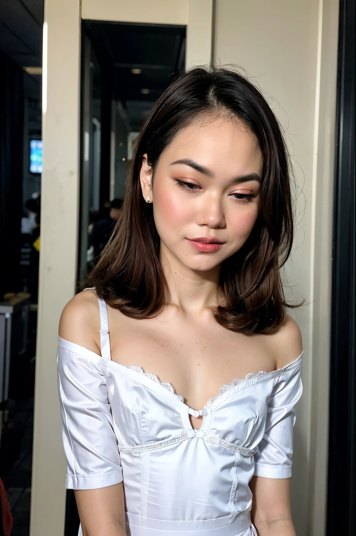 ((SATIN)), ((STRADDLING)), ((SHORT HAIRSTYLE)), ((Big Tits:0.6)), ((Flat Chest:1.6)), ((Closed Eyes)), ((Strapless White bra Flat Chest)), Naked, Angry pose, Angry face, masutepiece, High quality, UHD 45K, Realistic face, Realistic skin feeling , A Japanese Lady, 8 , , Very cute and baby-like face, (((FLAT CHEST))), (MATRIX WORLD), ((look In front  at the camera and SADNESS)), (((CUTE GIRL))), ((WHITE LIPS))