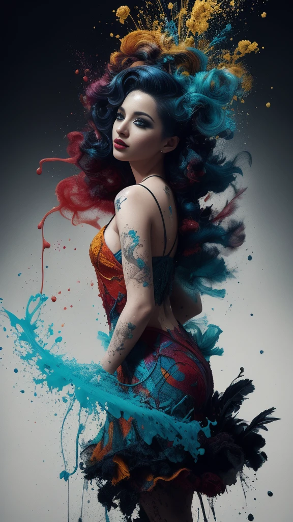 Alberto seveso art, dancing sillhouette, water ink, ink water, ink cloud, alberto seveso art, loose painting style, intricate detail, cinematic lighting, octane render, 8k render, volumetric lighting