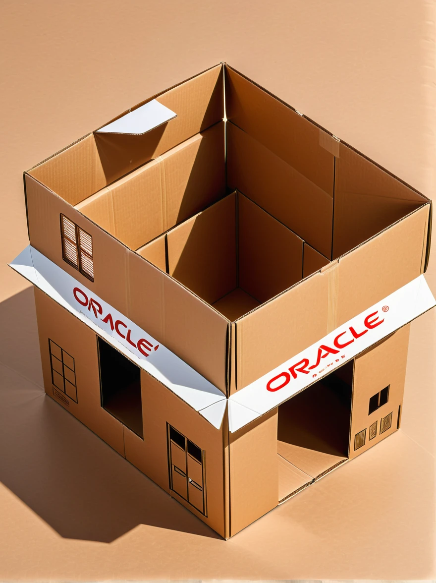 A cardboard design for an assembled home，Carton flat，Simple style，The logo name is oracle，Lay the carton flat，detail，high quality，Fashion