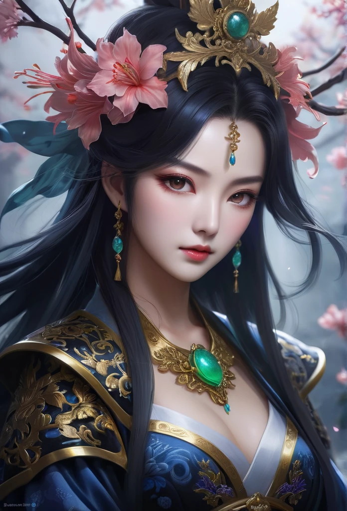 (Lycoris close-up:1.5)，彼岸花ofcharm，Mysterious Manzhu Shahua，地狱门前盛开of血色鬼花，Leading souls to the afterlife，charm，flirtatious，of，Magic Sword，合金iron ornamental work，合金藤蔓环绕着Magic Sword,剑上有iron ornamental work，Heavy Metal Style，Metal Art，铁做of花，Iron Leaf，Full of metallic luster，后工业时代of金属质感，用扭绞合金丝制成of工艺品，Golden Flower，iron ornamental work，Silver Flower，Metal branches，Crystal Pendant，Emerald setting，Well structured，Perfect craftsmanship，Magic Lightning Background，Blue Lightning，There are fairies，Dark fantasy art, dark flower shaman, 黑暗幻想concept艺术, 血源诅咒concept艺术, 黑暗concept艺术, Feiyu Searching for Flowers, 暗黑破坏神数字concept艺术, Dark fantasy art style, dark flowers, 🌺 cg society, Bloodborne Art, photorealistic 黑暗concept艺术, concept, Reuben Tan，A painting，画中一名身穿红袍of女子站在恶魔面前, Goddess of Death, author：hero, Beautiful Shinigami, 美丽优雅of恶魔女王, Dark fantasy art, Death Portrait, Onmyoji detailed art, Persephone as the Goddess of Death, 美丽of巫师, 不祥of奇幻插画