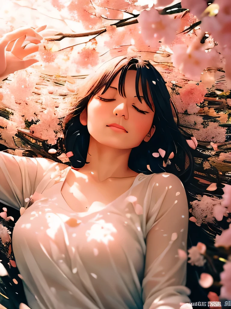 (best quality,highres:1.2),ultra-detailed,(realistic:1.37)
A woman stands calmly with her eyes closed,autumn background,cherry blossoms,beautiful detailed eyes,peaceful expression,floating leaves,rays of sunlight,vibrant colors,faint breeze,serene atmosphere,subtle shadows,fine details,graceful posture,flowing dress,warm sunlight filtering through the trees,colorful foliage,gentle rustling of leaves,delicate petals falling,tranquil ambiance,calmness and stillness,dreamlike scenery,serenity and tranquility,autumn leaves,soft warm light,serene beauty,quiet contemplation,harmony with nature,dancing petals,falling leaves,whispering wind,peaceful nature,captivating tranquility,poetic ambience,serene landscape,gentle autumn breeze,peaceful retreat,cherry blossom petals,autumn colors,touched by golden sunlight.