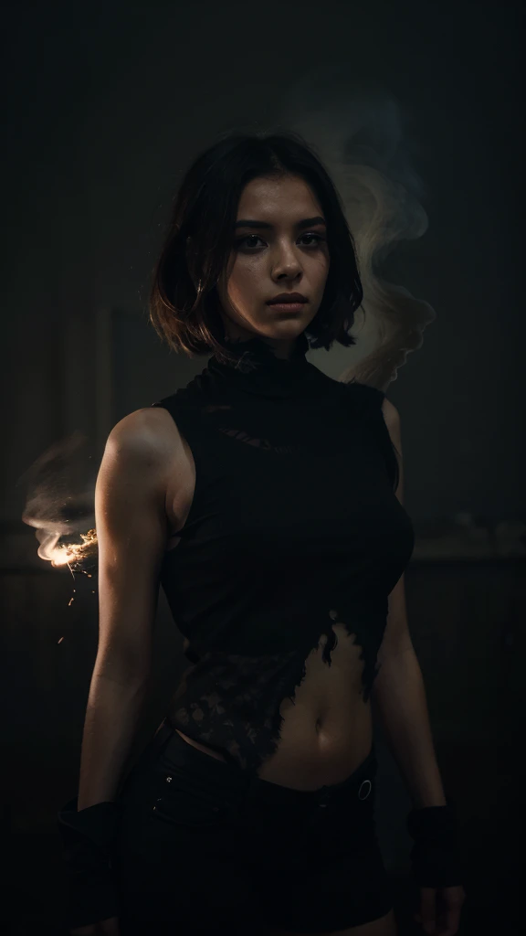 (a girl made of black smoke),dynamic vision,bailing_darkness,black smoke,