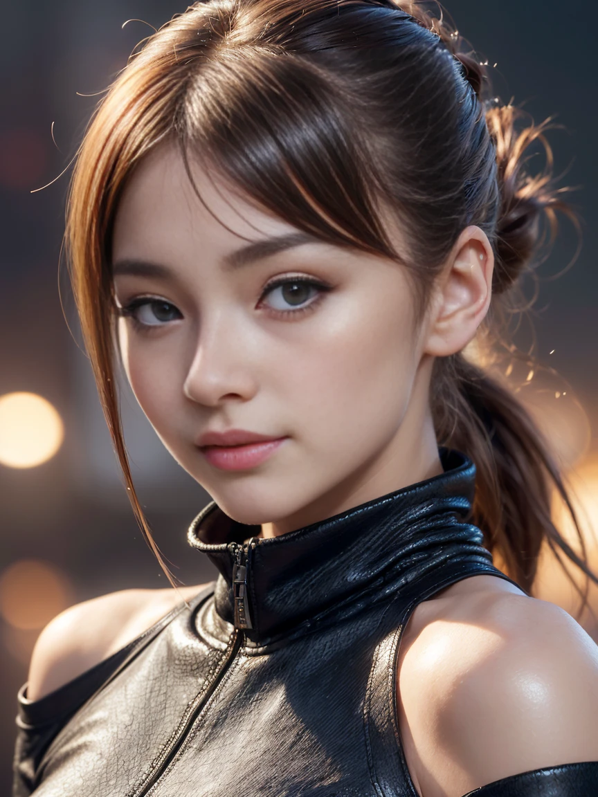 14 years old, small , winter, european cityscape, night, outdoors, wearing a long coat, wearing jeans, close up of face, ((8k, RAW photo, highest quality, debris flies:1.2), (reality, reality的な:1.4), (Highly detailed 8k wallpaper), soft light, Details beauty eye, Shiny and smooth light brown ponytail, shiny skin, super dense skin, High resolution, detailed hairstyle, detailed beauty face, hyper real, perfect limbs, perfect , 1 Japanese girl, perfect female body, shy smile, short eyelashes, double eyelid, Hair style is ponytail, Realistic Red Sotheby Girl Photo, short bob cut, , Backpack, censored