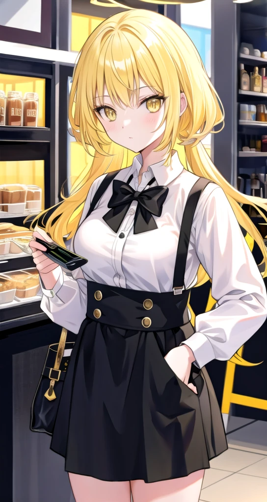 Yellow Hair Yellow Eyes Fashionable clothes woman adult cool Cafe manager's outfit