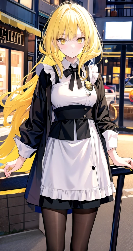 Yellow Hair Yellow Eyes Fashionable clothes woman adult cool Cafe manager's outfit