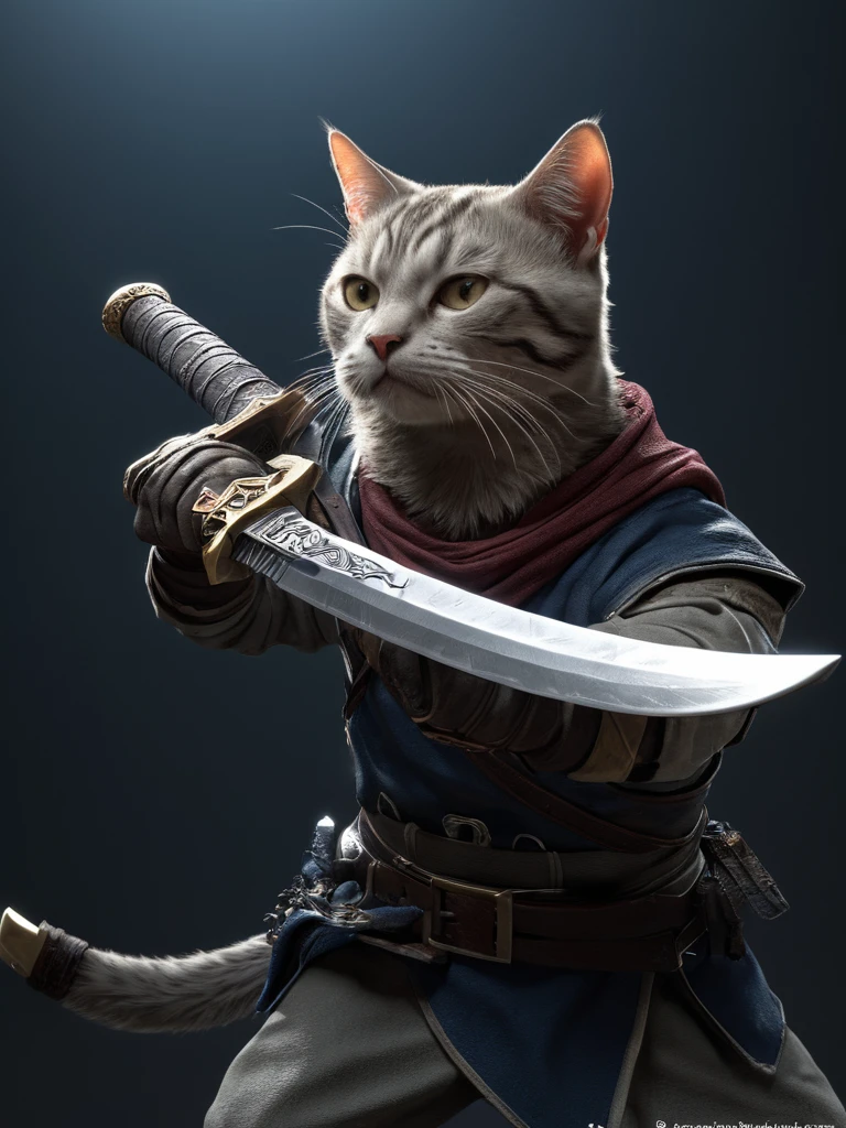 Cat,Holding a sword、Very detailed、(Supersaturation:1.3) . Extremely high resolution detail, photograph, Realism pushed to the limit, Fine texture, Incredibly realistic,Assassin's Creed