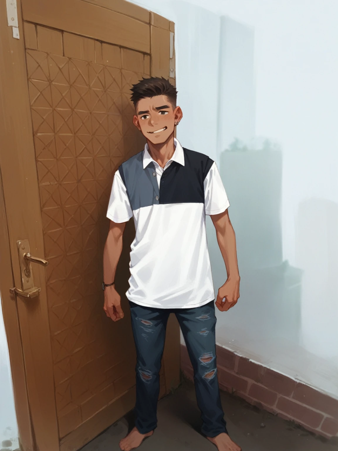 Make him muscular and handsome