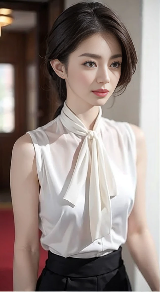 Anatomically correct、Muscular、Thin silk blouse