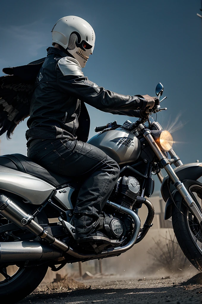 picture theme ghost rider and a falcon with grey background