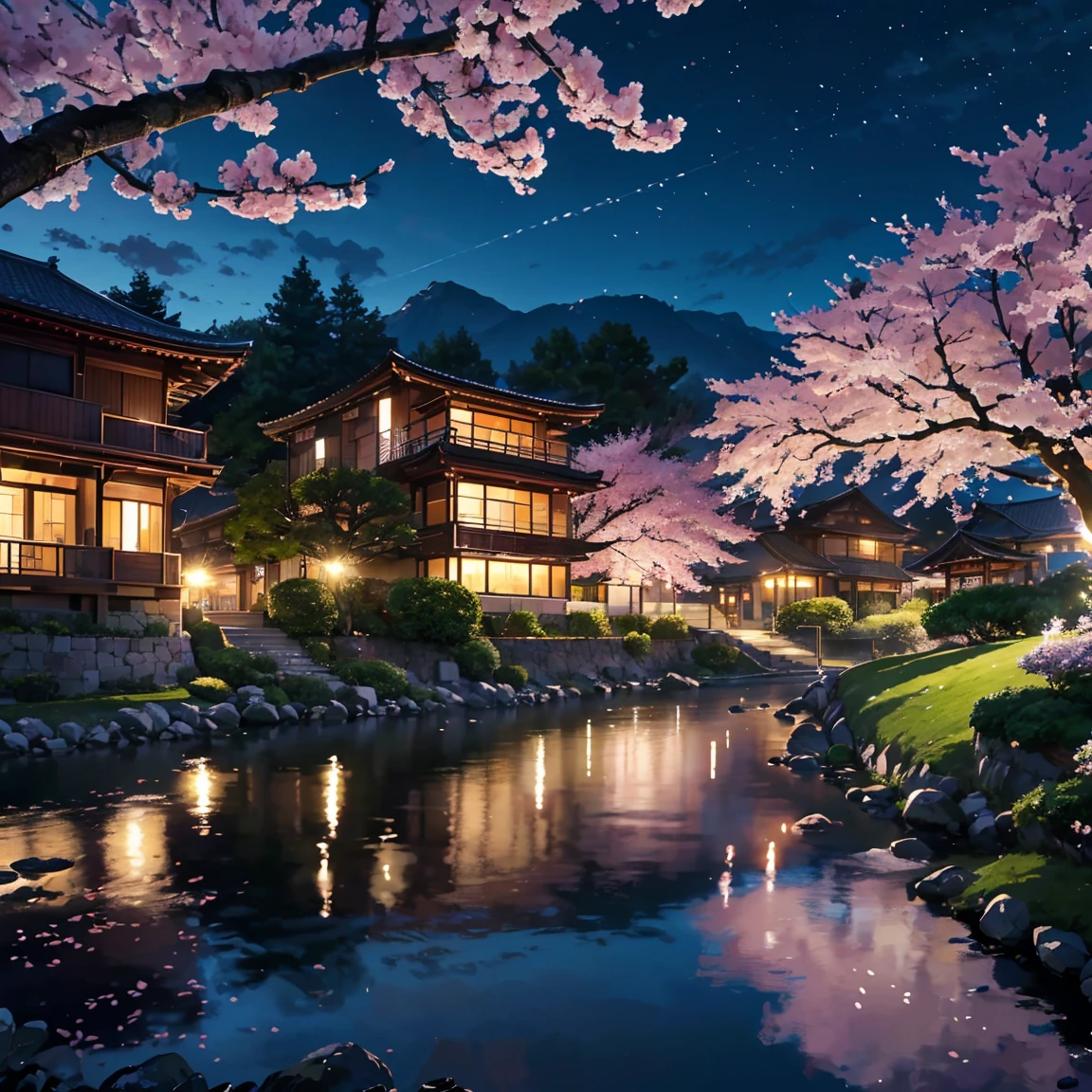 Very detailed, Highest quality, (Ultra-high resolution,8K), (8K wallpapers incorporating highly detailed CG), Cinematic lighting effects,(The Law of Perspective),Beautiful lighting,Photographed with Canon EOS R6,(Beautiful night view),warm,spring,(cherry blossoms通り),(cherry blossoms),,(cherry blossomsの花),sunlight,(springの新宿御苑の詳しい情報),(Garden of Kotonoha),(Detailed cityscape from a distance),Residential Street,Apartment,Calm atmosphere,(Photorealistic)