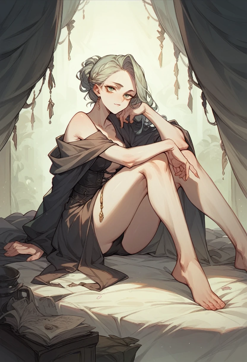 Dark picture for wallpaper where lady is sitting b