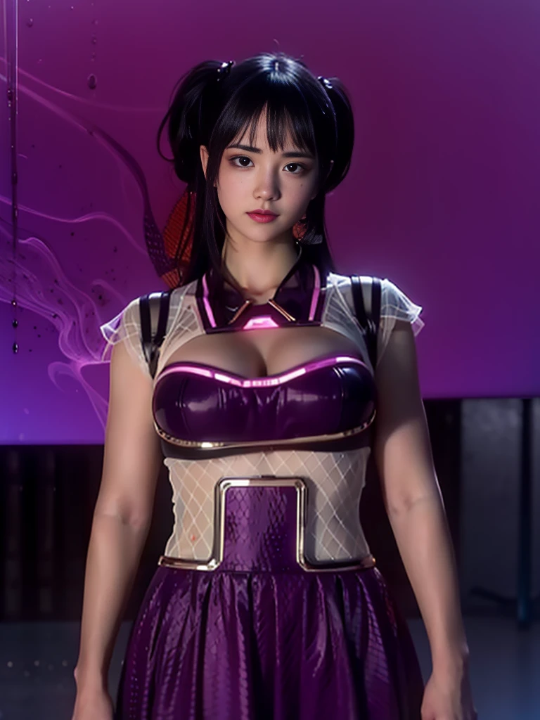 Athena Asamiya:1.2 , (NSFW , Breast Grab:1.2) , (Big and ample breasts:1.8) , (Very detailed、highest quality、masterpiece、8k, High resolution:1.2) , from below , close up , hair band , sleeveless , Slight Body , smile , The background is a live stage