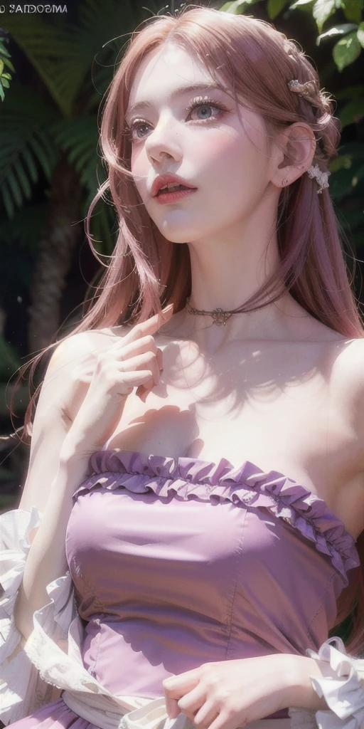 a beautiful redheaded girl with violet eyes, stunning detailed face, intricate and elegant hairstyle, delicate porcelain skin, serene expression, ornate victorian dress, in a lush enchanted garden, soft natural lighting, vibrant colors, (best quality,8k,highres,masterpiece:1.2),ultra-detailed,(realistic,photorealistic,photo-realistic:1.37),portrait,fantasy