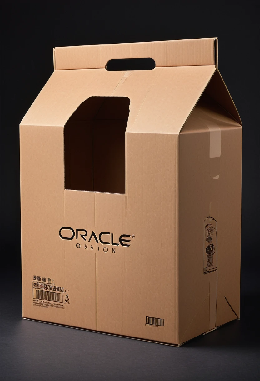 A cardboard design for an assembled home,Carton flat,Simple style,The logo name is oracle,Lay the carton flat,detail,high quality,Fashion