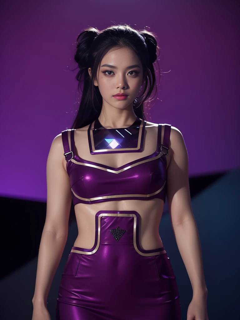 the number seven personified in a backlit woman with neon violet, synthwave, popcore color, mysterious smoke and mirrors, reflective and wet, dynamic composition and dramatic backlighting, highly textured, black, neon violet, neon orange,(detail), (complex), (8k), (HDR), (sharp focus), perfect fingers, high detail , expressiveness, masterpiece, (high detail skin and hair), ((high detail eyes)), (high detail clothing), ,(perfect facial features)