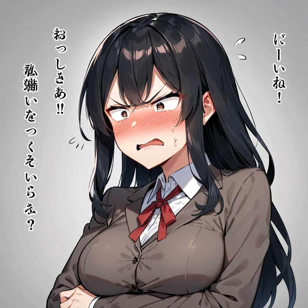 1girl, futaba rio, seishun buta yarou, Ash gray hair, massy hair, large breasts, skinny, , ponytail, hair_scrunchie, sweater vest, Beige vest, white shirt, short sleeved shirt, red tie, pleated skirt, black high socks, loafers, tegaki,
2boys 2penis, How, How on hair, How on clothes, excessive How, pojecile How, facial, bukkake, closed mouth, Close ~ eyes、Grimacing、Frown、Displeased face、
masterpiece, best quality, very aesthetic, absurdres, highly detailed