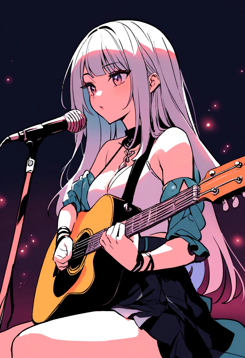 seducive girl playing guitar