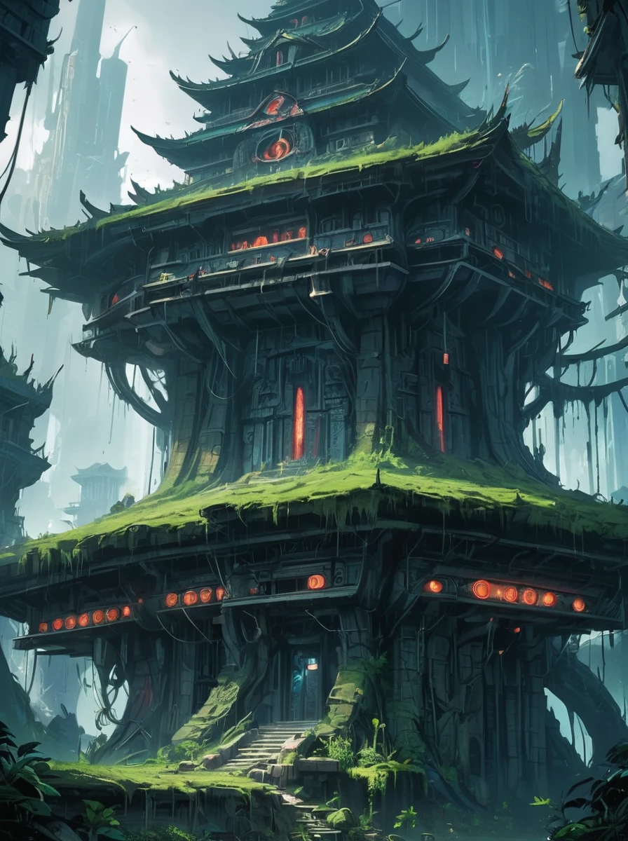 Tronkol, mysterious,Original fantasy ecological architecture time edge, masterpiece,War of the century