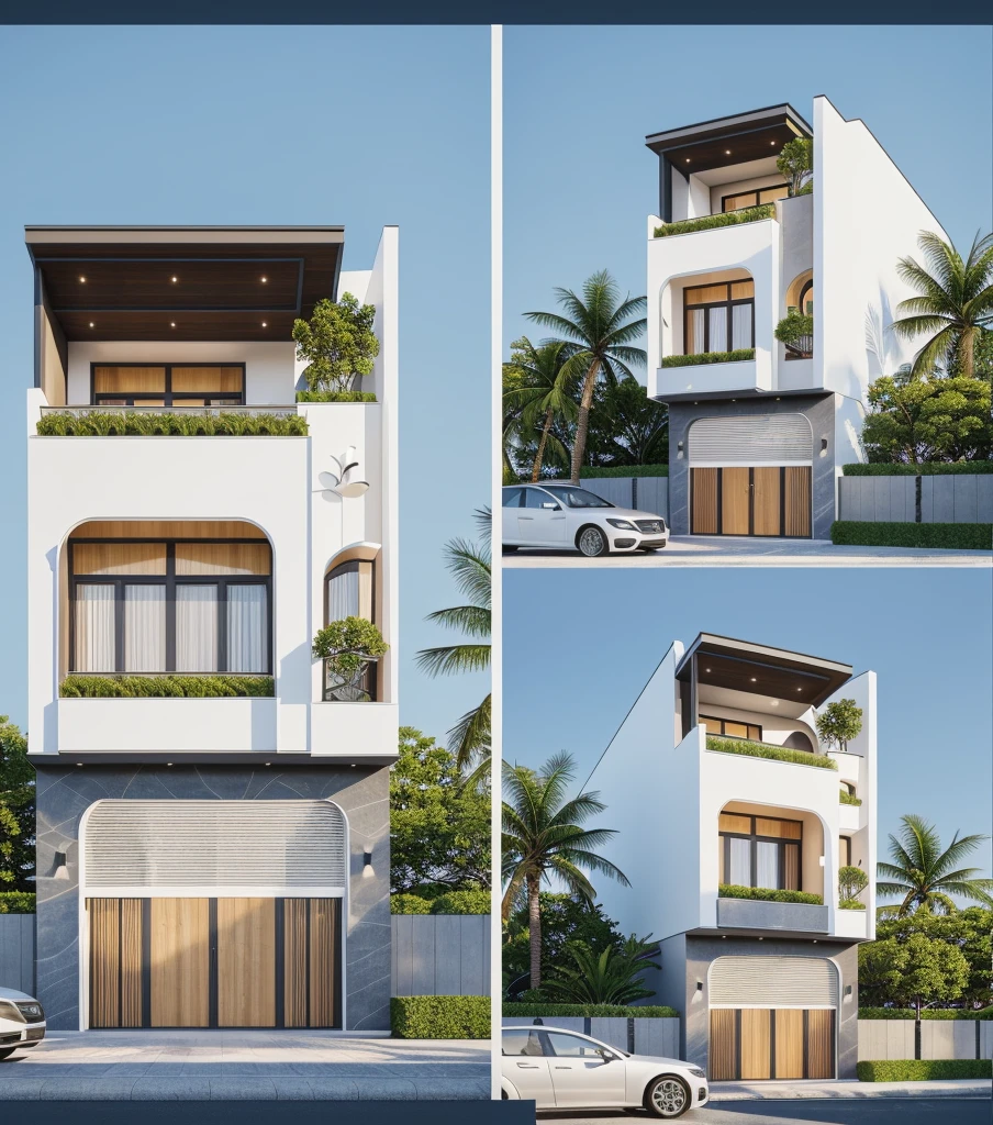 PLATFORM KTHOUSE, 1 morden villa,1large yard, 1 road runs in front of the house, (RAW photo, real, best quality, masterpiece:1.2), look morden minimalist, 1 road in front of the house, dynamic lighting:1.3, (hyper realistic, photo-realistic:1.2), high quality, (dark lighting:1.2), perfect lighting, archdaily, no human, light at 12 noon, light in door:1.2