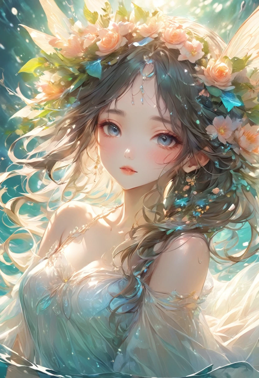 ( perfect anatomy ) Beautiful girl in minimalist style immerses herself in the pool to cool off during the June heat wave,Surrounded by dazzling afternoon light, shadows and water ripples,The whole scene looks lazy and exudes a romantic, relaxed and elegant aesthetic.。🌸🌊✨Ethereal Beauty, Stunning young figure. Beautiful ethereal fantasy. Beautiful rendering. Elegant and beautiful girl. Brilliant and gorgeous effect. Excellent body proportions. Delicate and dynamic. actual. Ultra-detailed digital art style.