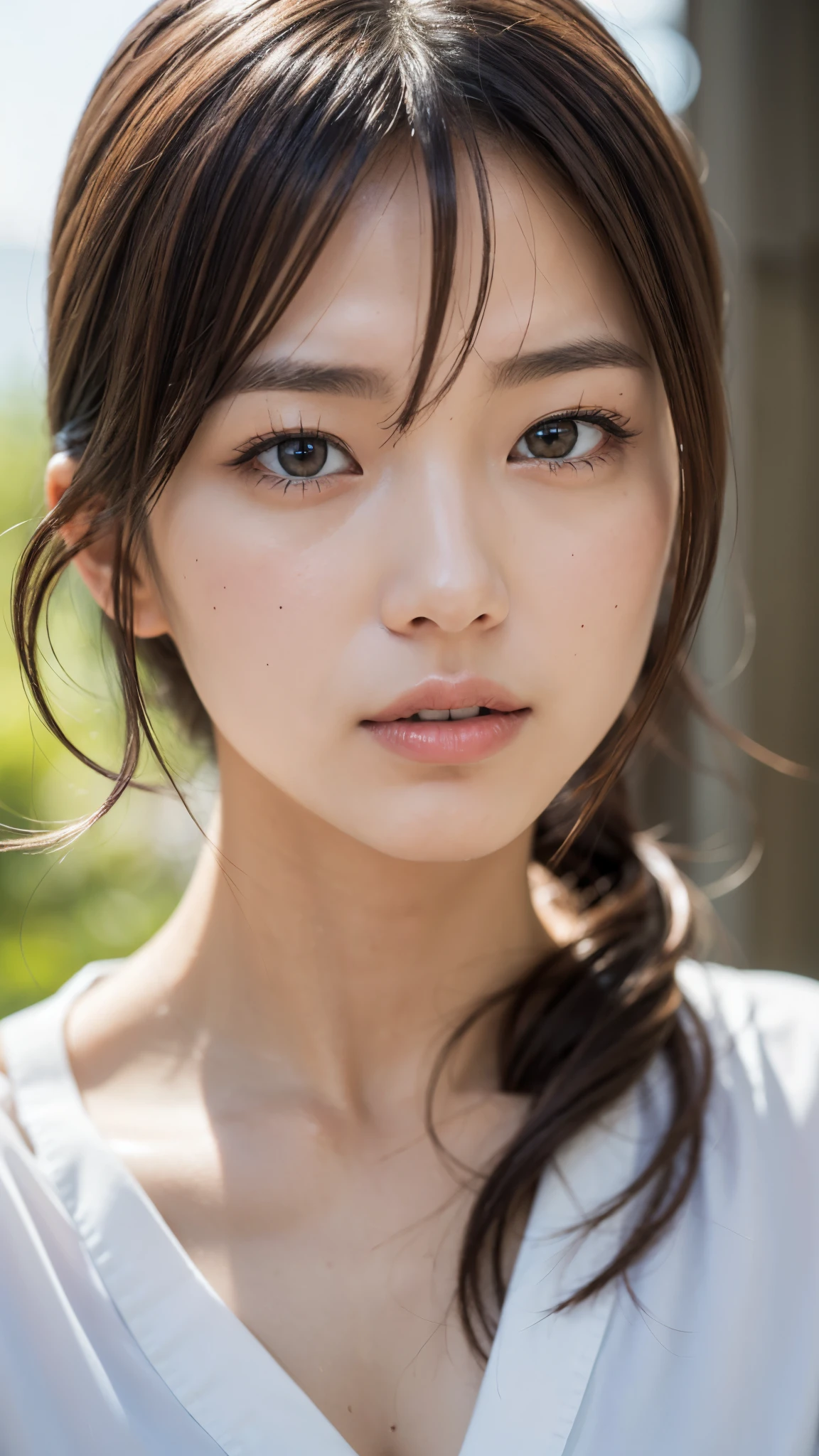 (masterpiece),(Highest quality),(Very detailed),(High resolution),(Photorealistic Stick),(RAW Photos),8K,Cinema Lighting,a close up of a woman with a white shirt on posing for a picture,Soft portrait shots,Beautiful Japanese Women,Gorgeous face portrait,Eye light,Sharp pupils,Very beautiful face,Beautiful portrait,A lovely and delicate face,Beautiful young Japanese woman,Random hairstyle,Look this way,(Depth of written boundary),(Cinema Lighting),(front)