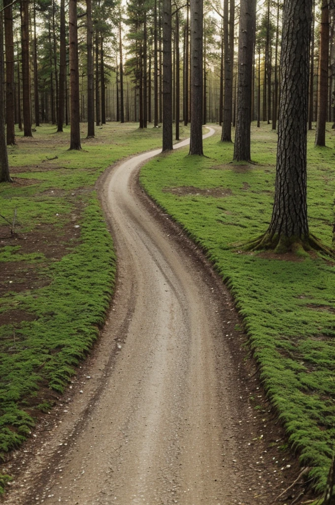 A paved place with a forest in the distance, close-up of the ground